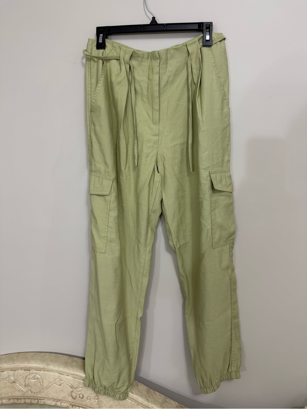Primark Women’s Size 10 Sage Green Cargo Pants with Drawstring Waist EUC